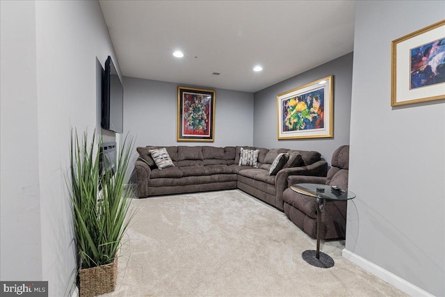 260 Grace Ln, Harleysville, PA 19438 - carpeted living room featuring baseboards and recessed lighting