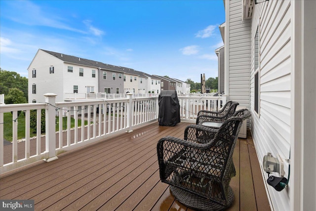260 Grace Ln, Harleysville, PA 19438 - wooden deck featuring a grill and a residential view