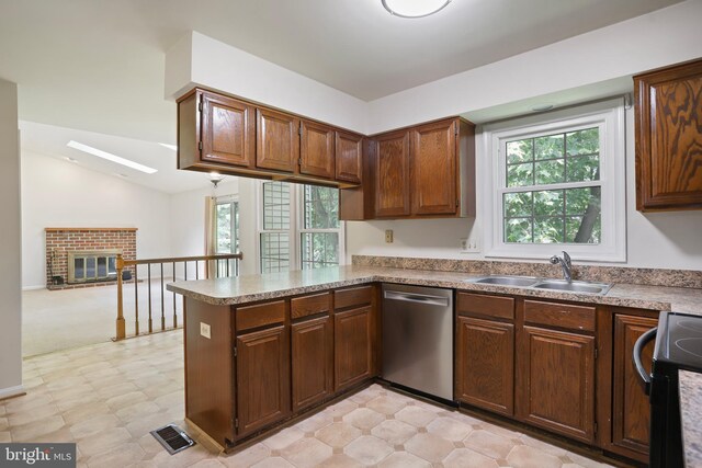 15108 Plum Tree Way, Bowie, MD 20721 - kitchen with dishwasher, plenty of natural light, range with electric stovetop, light floors, and vaulted ceiling