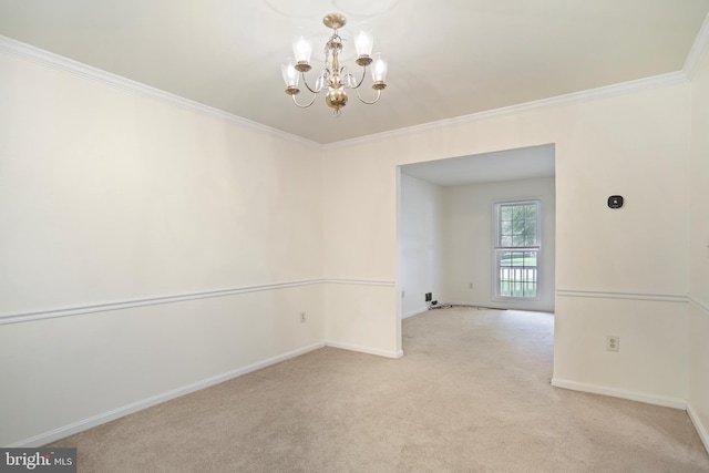 15108 Plum Tree Way, Bowie, MD 20721 - empty room featuring a chandelier, ornamental molding, and carpet floors