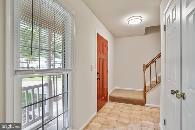 15108 Plum Tree Way, Bowie, MD 20721 - foyer with plenty of natural light, light carpet, and stairway
