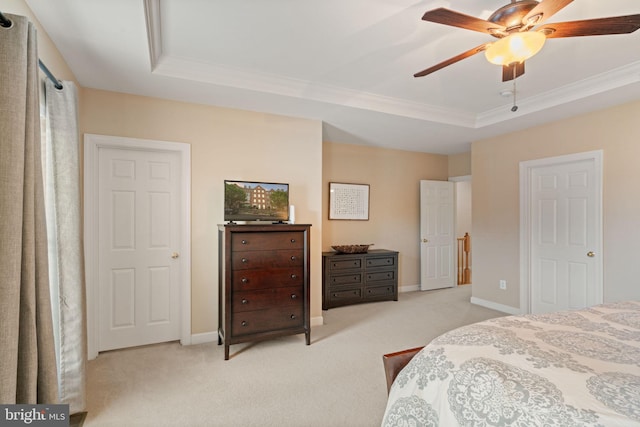 15196 Lancashire Dr, Woodbridge, VA 22191 - bedroom with ornamental molding, light colored carpet, and a raised ceiling