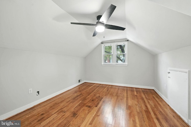 1418 D St, Woodbridge, VA 22191 - bonus room with hardwood / wood-style floors, vaulted ceiling, and a ceiling fan