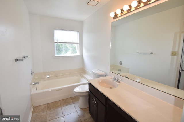 104 Rock Creek Ct, Frederick, MD 21702 - bathroom with vanity, a garden tub, and tile patterned floors