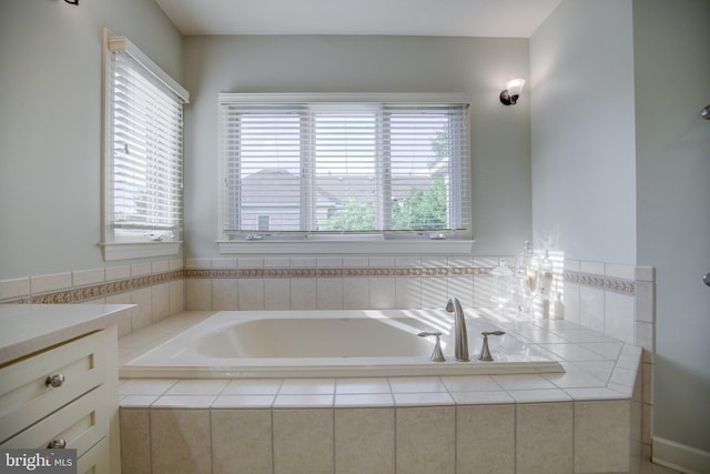 22966 Lois, Brambleton, VA 20148 - full bath with vanity, a garden tub, and plenty of natural light