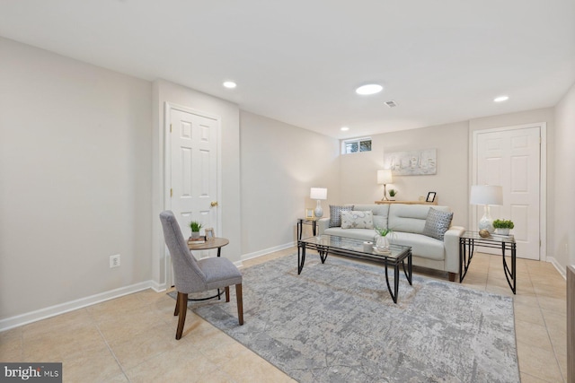 17105 Amity Dr, Derwood, MD 20855 - living area featuring light tile patterned floors and recessed lighting