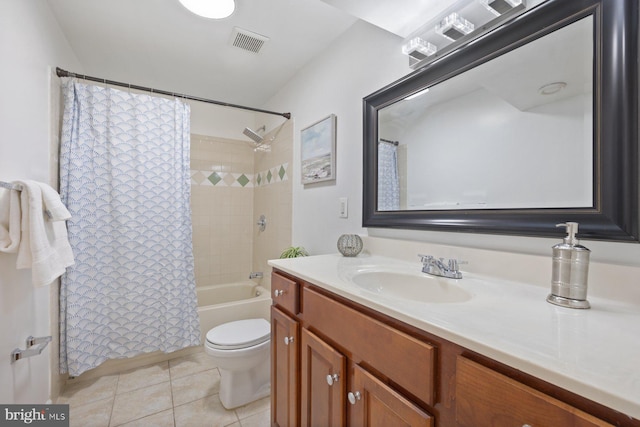 17105 Amity Dr, Derwood, MD 20855 - bathroom featuring vanity, tile patterned floors, and shower / bathtub combination with curtain
