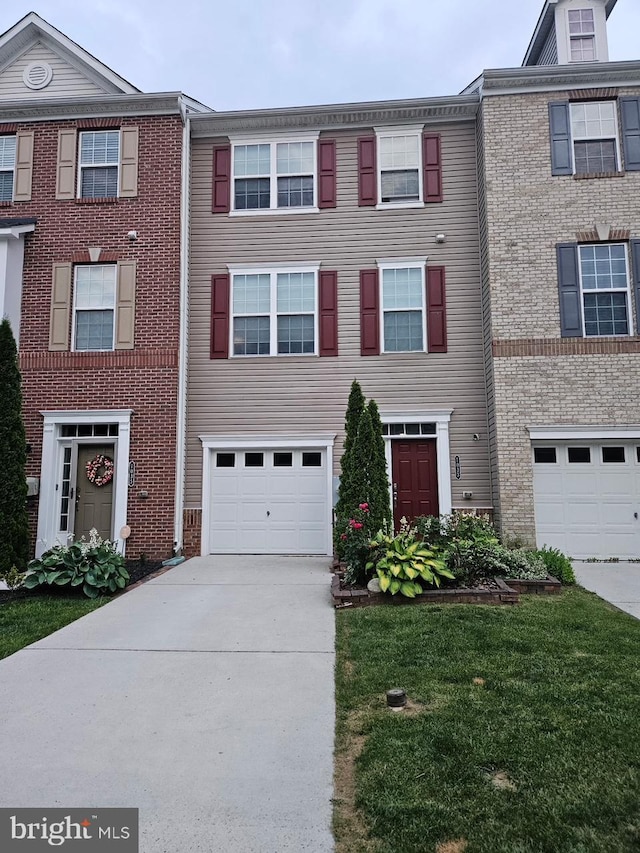 1033 Ramble Run, Baltimore, MD 21220 - view of front of property with driveway, a garage, and a front lawn