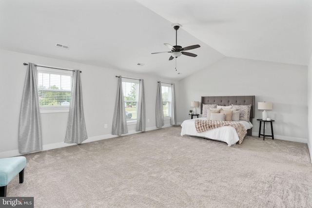 115 Saddle Ridge Ln, Fredericksburg, VA 22406 - bedroom with vaulted ceiling, carpet, and a ceiling fan