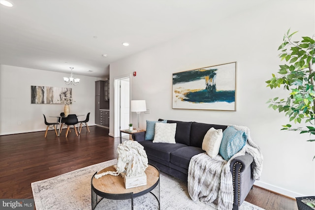 3989 Norton Pl Unit 207, Fairfax, VA 22030 - living area with a chandelier, wood finished floors, and recessed lighting
