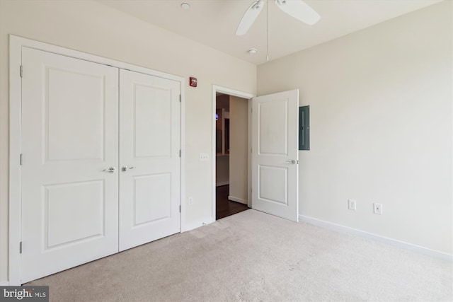 3989 Norton Pl Unit 207, Fairfax, VA 22030 - unfurnished bedroom with carpet, a closet, electric panel, and a ceiling fan