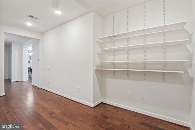 3989 Norton Pl Unit 207, Fairfax, VA 22030 - unfurnished room featuring dark wood-style flooring, ceiling fan, and recessed lighting