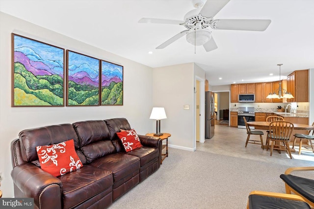 10 Frantz Ct, Fredericksburg, VA 22405 - living area featuring recessed lighting and a ceiling fan