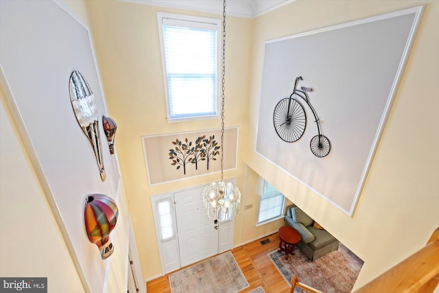 10 Frantz Ct, Fredericksburg, VA 22405 - foyer featuring wood finished floors and a chandelier
