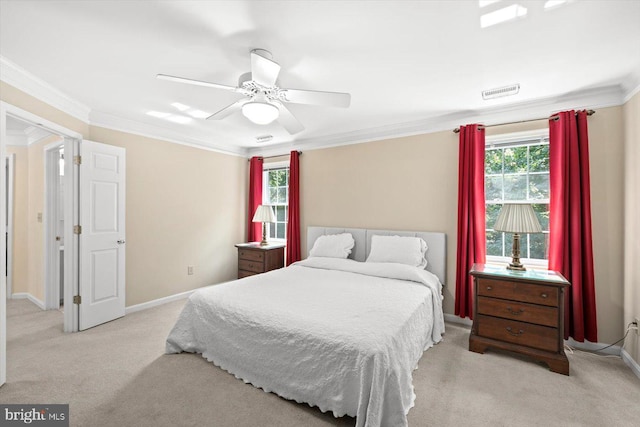 10 Frantz Ct, Fredericksburg, VA 22405 - bedroom featuring carpet flooring, multiple windows, ornamental molding, and ceiling fan