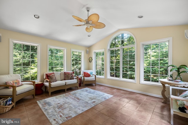 9100 Quarter Ct, Vienna, VA 22182 - sunroom / solarium featuring healthy amount of natural light, tile patterned flooring, and lofted ceiling