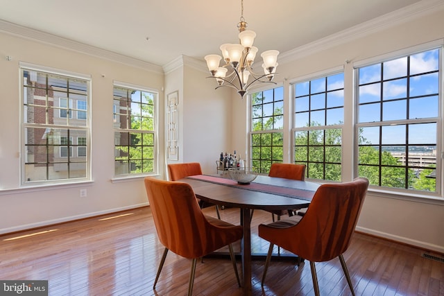 500 Overlook Park Drive 27, Oxon Hill, MD 20745 - dining room with plenty of natural light, hardwood / wood-style flooring, a chandelier, and ornamental molding
