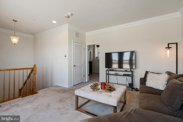 500 Overlook Park Drive 27, Oxon Hill, MD 20745 - carpeted living room featuring crown molding and baseboards