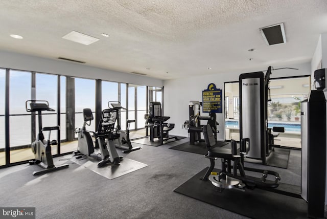 10900 Coastal Hwy Unit 814Golden, Sands, Ocean City, MD 21842 - exercise room featuring a textured ceiling