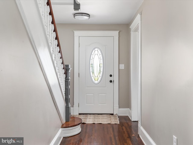 232 Crawford St, Strasburg, VA 22657 - entryway featuring dark wood-style flooring and stairway