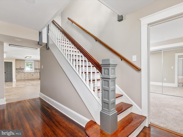 232 Crawford St, Strasburg, VA 22657 - stairway with wood finished floors and baseboards