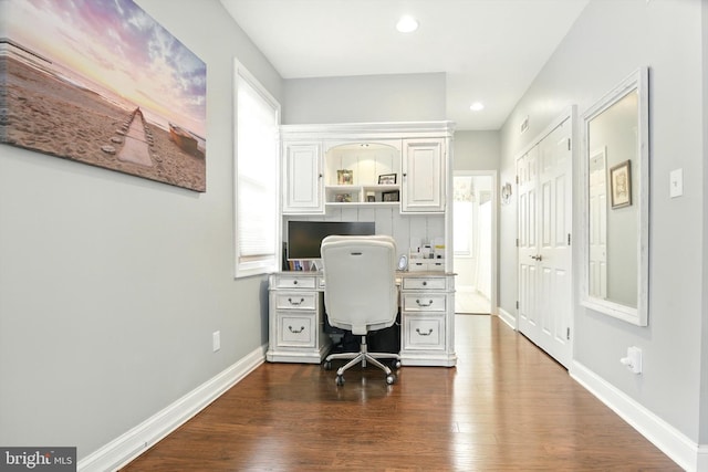 110 S Washington St, Havre De Grace, MD 21078 - home office with dark wood-style flooring and recessed lighting