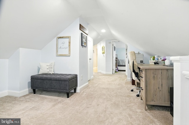 110 S Washington St, Havre De Grace, MD 21078 - office with light colored carpet, vaulted ceiling, and recessed lighting