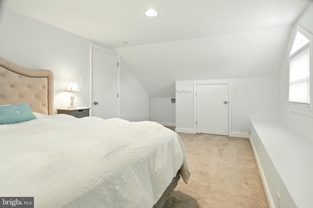 110 S Washington St, Havre De Grace, MD 21078 - bedroom featuring lofted ceiling, light colored carpet, and recessed lighting