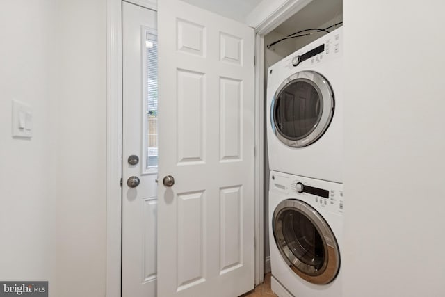 643 Keefer Pl NW, Washington, DC 20010 - washroom featuring stacked washer / drying machine
