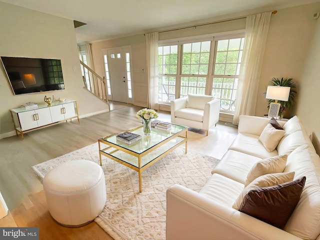 2510 Heatherwood Ct, Hyattsville, MD 20783 - living room with wood finished floors and stairs