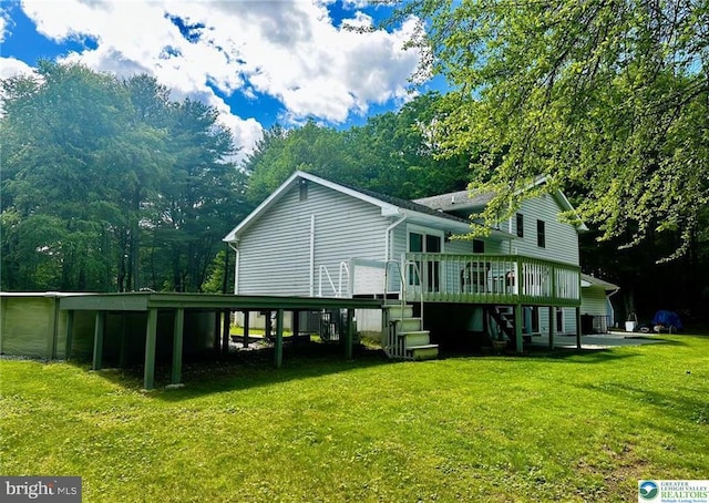 93 Sassafras, Lehighton, PA 18235 - view of side of home with stairway, a deck, and a lawn