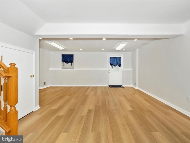 5220 Earles Ct, Frederick, MD 21703 - additional living space with light wood-style floors, recessed lighting, and stairway