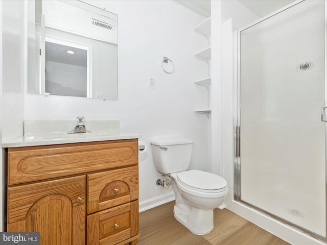 5220 Earles Ct, Frederick, MD 21703 - bathroom featuring vanity, wood finished floors, and a stall shower