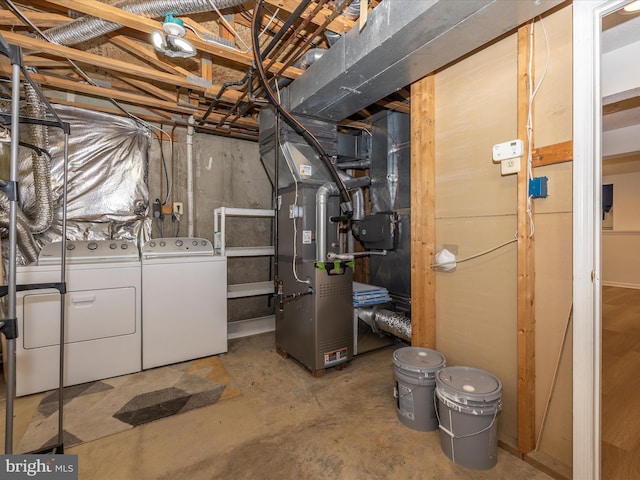 5220 Earles Ct, Frederick, MD 21703 - unfinished below grade area featuring washing machine and clothes dryer and heating unit