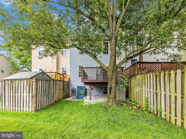5220 Earles Ct, Frederick, MD 21703 - rear view of house with a wooden deck and a shed