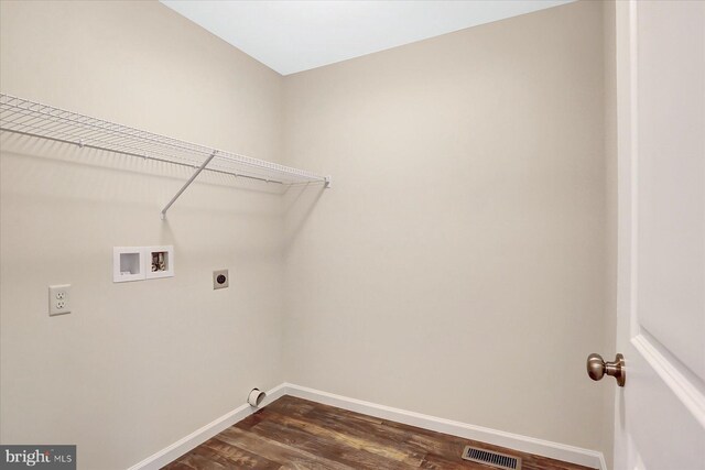 75 Bennington Way, Carlisle, PA 17013 - washroom with washer hookup, hookup for an electric dryer, and dark wood-type flooring