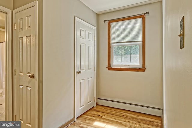 34 Barrett Ave, Hammonton, NJ 08037 - hall with a baseboard radiator and light wood-type flooring