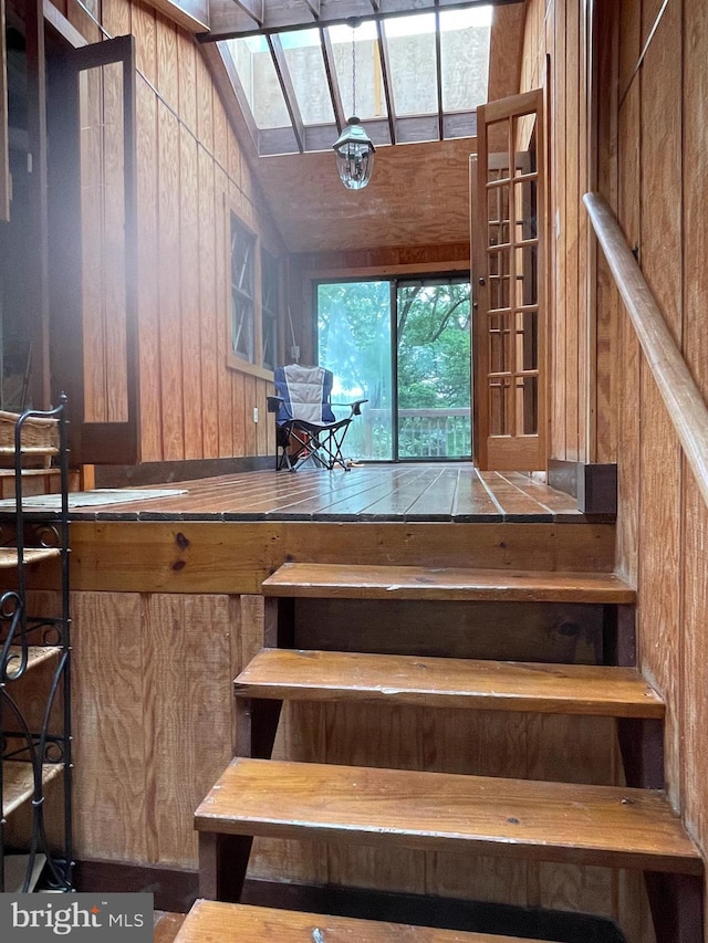 175 Howellsville Rd, Front Royal, VA 22630 - staircase featuring wooden walls