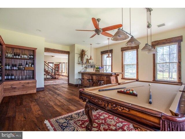 2103 Street Rd, New Hope, PA 18938 - rec room featuring ceiling fan and wood finished floors