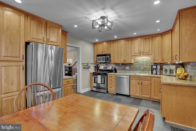 120 Hook St, Birdsboro, PA 19508 - kitchen featuring appliances with stainless steel finishes, backsplash, recessed lighting, and light countertops