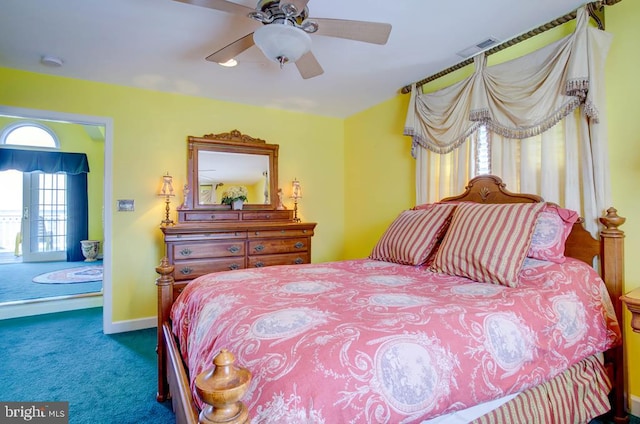 6180 Marsh Island Dr, Chincoteague Island, VA 23336 - bedroom featuring carpet flooring and ceiling fan
