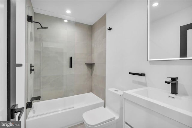 2618 E Hagert St, Philadelphia, PA 19125 - bathroom featuring vanity, bath / shower combo with glass door, and recessed lighting