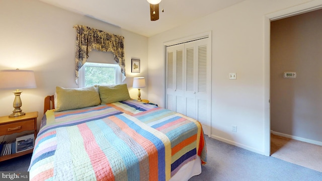 1047 Brookfield Cir, Quakertown, PA 18951 - bedroom with a closet, carpet floors, and ceiling fan