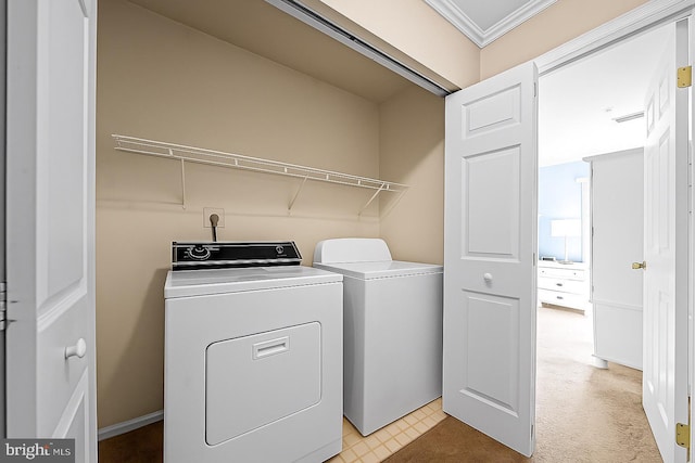 564 Astor Sq, West Chester, PA 19380 - laundry room featuring washer and clothes dryer and crown molding