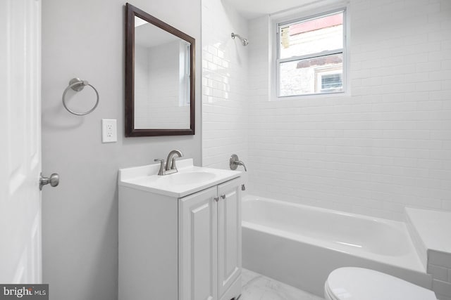 2332 N 25th St, Philadelphia, PA 19132 - full bath featuring vanity,  shower combination, and marble finish flooring