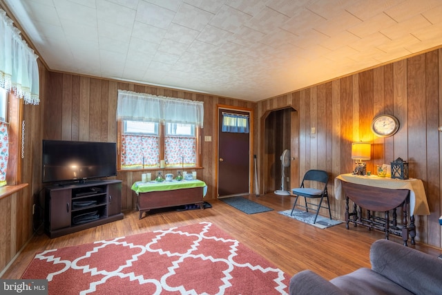 519 Jefferson St, East Greenville, PA 18041 - living room featuring wood walls and wood finished floors