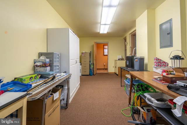 519 Jefferson St, East Greenville, PA 18041 - kitchen featuring electric panel and light carpet