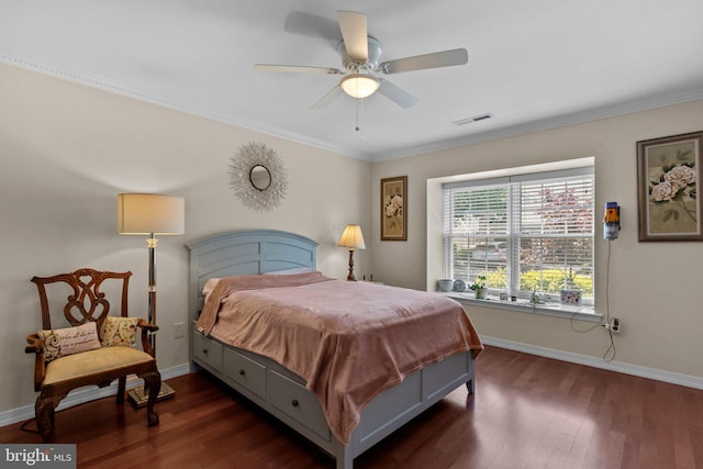 907 Potters Pl, Southampton, PA 18966 - bedroom featuring dark wood finished floors, ornamental molding, and ceiling fan