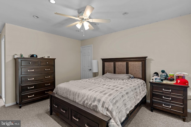 907 Potters Pl, Southampton, PA 18966 - bedroom featuring light colored carpet, recessed lighting, and a ceiling fan