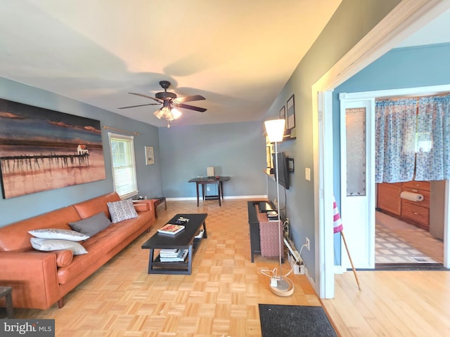 53 Valley Rd, Mount Ephraim, NJ 08059 - living area with a ceiling fan and baseboards
